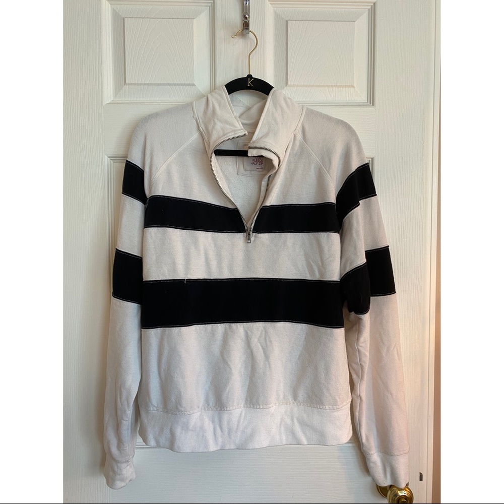 White and black quarter zip sweatshirt